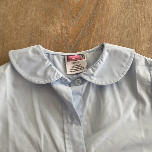 Genuine school uniform light blue Peter Pan collar button down shirt sz 4 - Picture 3 of 4